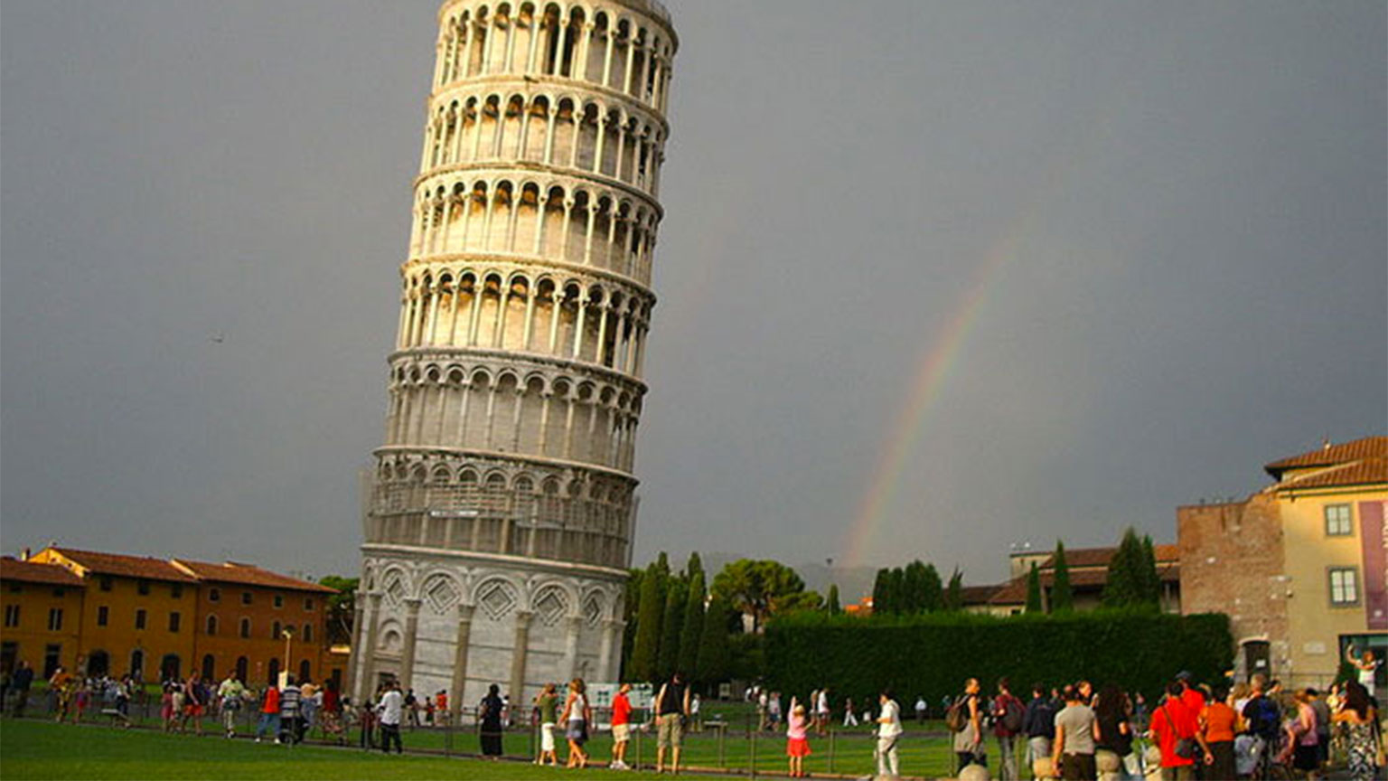 The leaning Tower of Pisa.