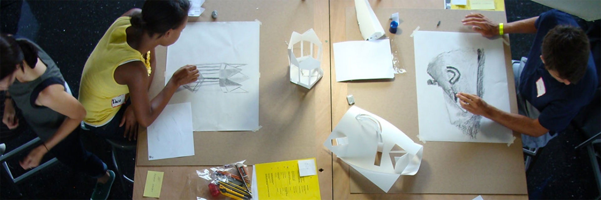 Middle school students learn to sketch at the Georgia Tech College of Design.