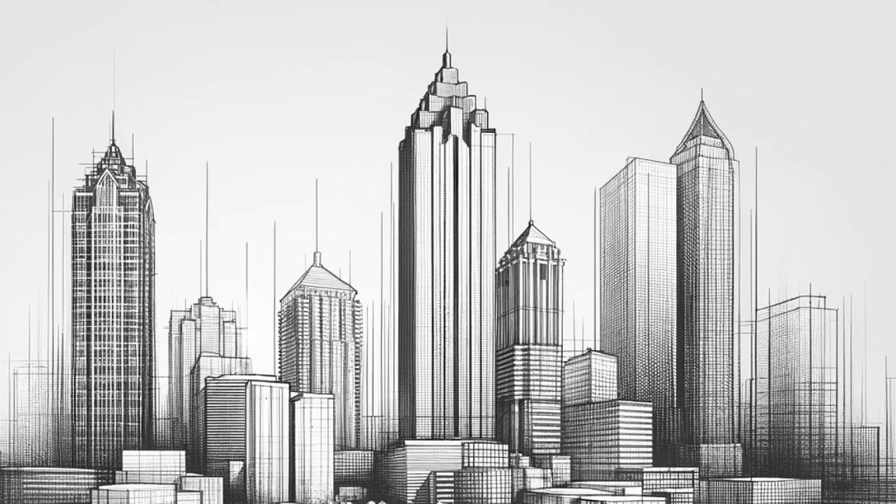 AI generated sketch of Atlanta skyline
